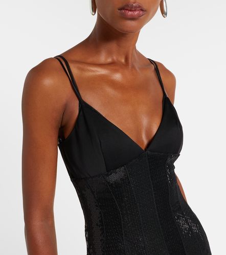 Robe longue en tulle et satin à sequins - David Koma - Modalova