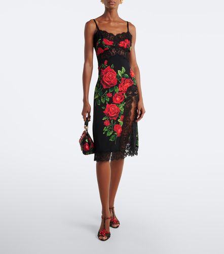 Robe nuisette en soie mélangée à fleurs - Dolce&Gabbana - Modalova