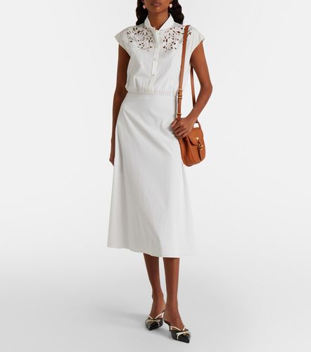 Robe midi en coton ornée de guipure - Valentino - Modalova