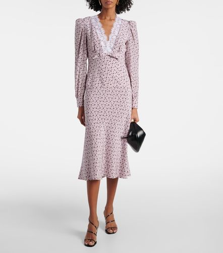 Robe midi en soie à fleurs - Alessandra Rich - Modalova