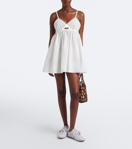 Robe en coton mélangé à broderies anglaises - Miu Miu - Modalova
