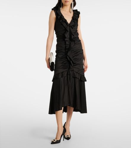 Robe midi en coton mélangé à volants - Carolina Herrera - Modalova