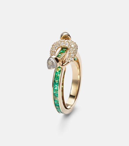 Bague Chakra en or 18 ct, émeraudes et diamants - Ananya - Modalova