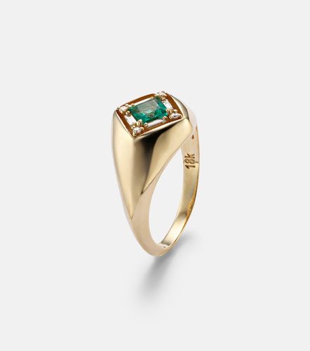 Bague Signet Mini en or 18 ct, émeraudes et diamants - Suzanne Kalan - Modalova