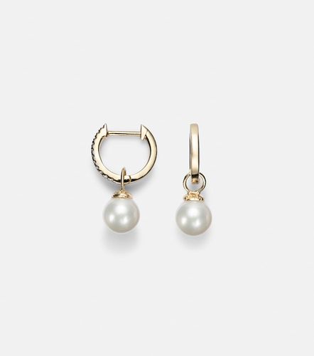 Boucles d’oreilles en or 14 ct, diamants et perles amovibles - Mateo - Modalova