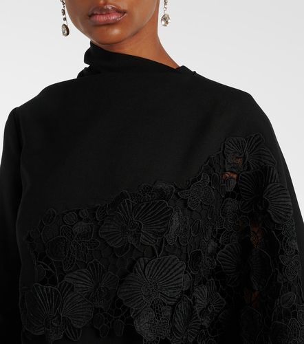 Robe midi en laine mélangée à fleurs - Oscar de la Renta - Modalova