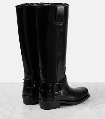 Bottes motard Rockstud en cuir - Valentino Garavani - Modalova