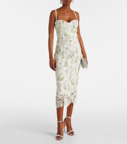 Robe midi en dentelle à fleurs - Monique Lhuillier - Modalova