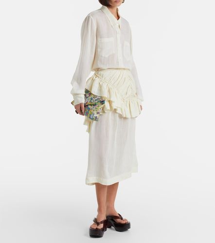 Jupe midi en ramie à volants - Dries Van Noten - Modalova