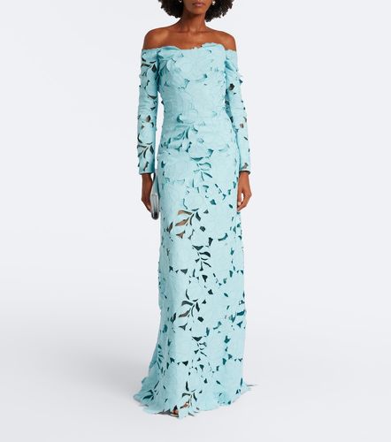Robe longue en dentelle guipure à fleurs - Costarellos - Modalova