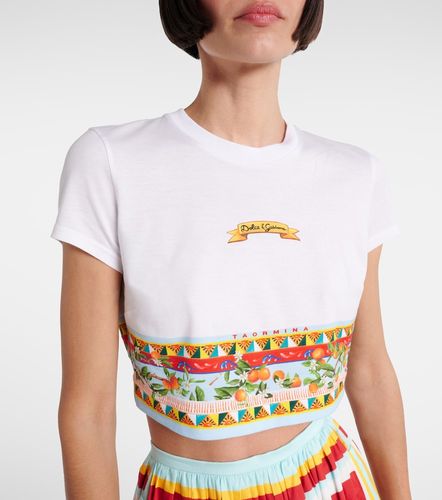T-shirt raccourci imprimé en coton - Dolce&Gabbana - Modalova