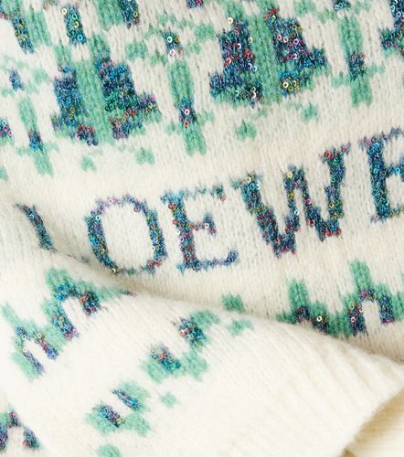 Écharpe en jacquard de laine mélangée à logo et sequins - Loewe - Modalova