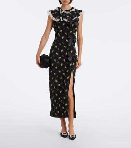 Robe longue en soie à fleurs - Alessandra Rich - Modalova