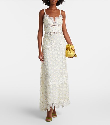 Robe longue en tulle et guipure à broderie - Elie Saab - Modalova