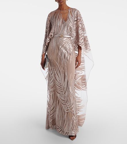 Robe longue brodée en tulle - Elie Saab - Modalova
