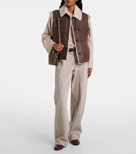 Veste sans manches en daim et shearling - Brunello Cucinelli - Modalova