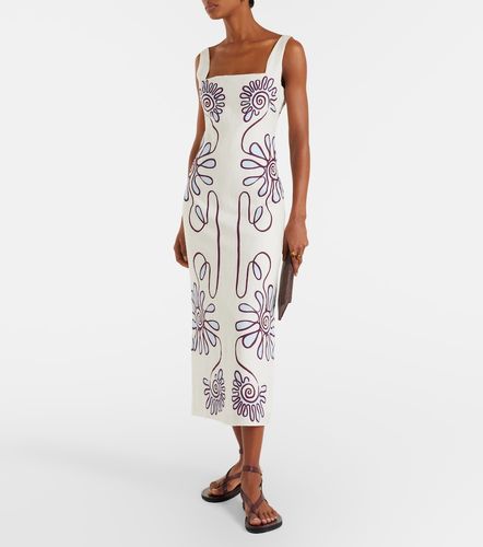 Robe midi Amaranta imprimée en lin - Cala de la Cruz - Modalova