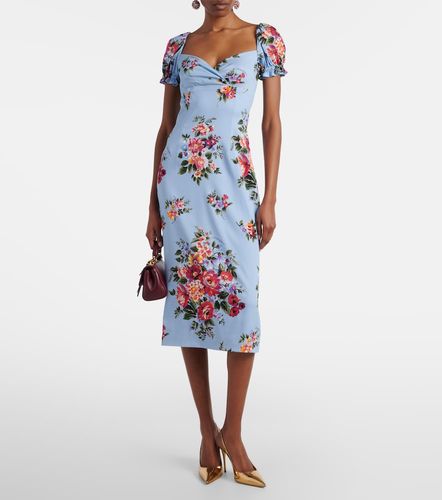 Robe midi en soie mélangée à fleurs - Dolce&Gabbana - Modalova