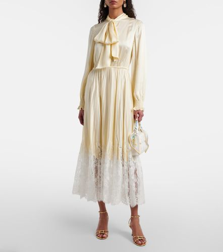 Robe midi en satin et dentelle - Self-Portrait - Modalova
