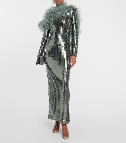 Robe longue Garbo Disco à sequins et plumes - Taller Marmo - Modalova