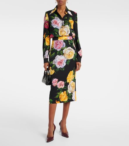 Chemise en soie mélangée à fleurs - Dolce&Gabbana - Modalova
