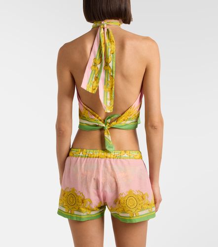 Short imprimé en coton et soie - Versace - Modalova