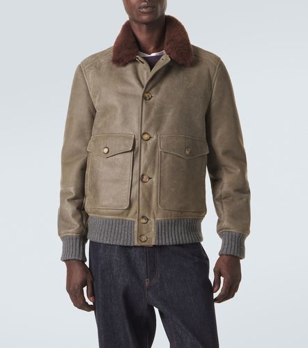 Veste blouson en cuir doublée de shearling - Brunello Cucinelli - Modalova