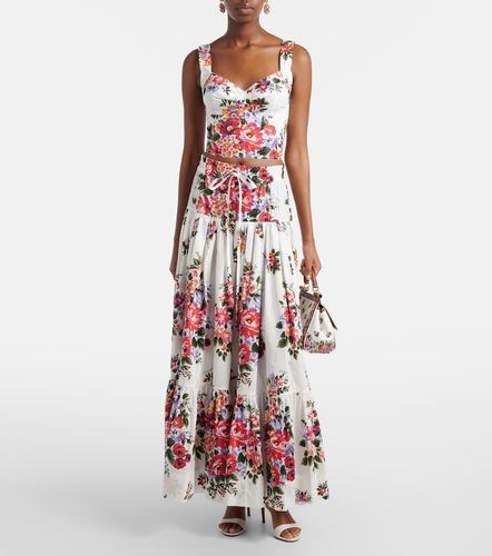 Jupe longue en coton à fleurs - Dolce&Gabbana - Modalova