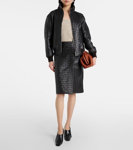Jupe midi en cuir Intrecciato - Bottega Veneta - Modalova
