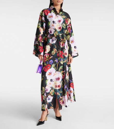 Robe chemise en satin de soie à imprimé floral - Dolce&Gabbana - Modalova