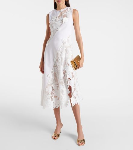 Robe midi en laine mélangée à dentelle - Oscar de la Renta - Modalova