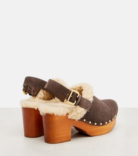 Chloé Mules compensées Jeannette en daim et shearling - Chloe - Modalova