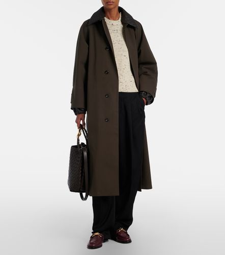 Trench-coat en coton mélangé à col en cuir Intrecciato - Bottega Veneta - Modalova