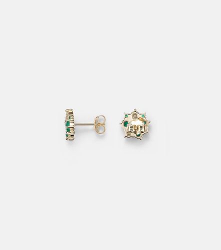 Boucles d'oreilles Cocktail en or 14 ct, émeraudes et diamants - Sydney Evan - Modalova