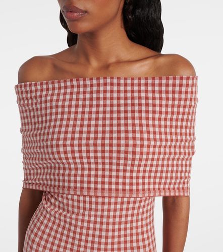 Alaïa Robe longue à encolure bardot et carreaux - Alaia - Modalova