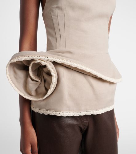 Top peplum en lin à appliqué floral - Magda Butrym - Modalova