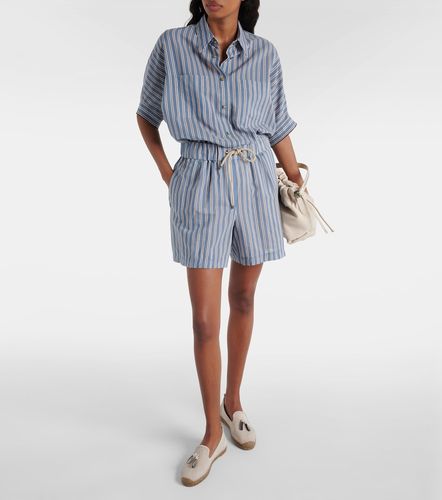 Short en coton et soie à rayures - Brunello Cucinelli - Modalova
