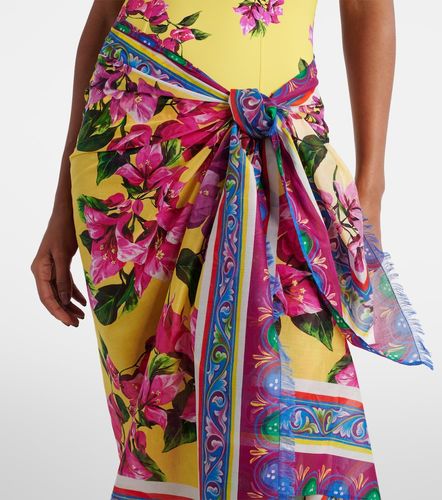 Paréo imprimé en coton à fleurs - Dolce&Gabbana - Modalova
