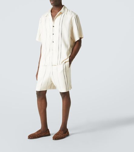 Chemise rayée en lin et coton mélangés - Commas - Modalova