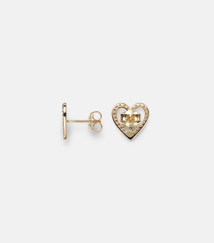 Boucles d'oreilles Peace Heart en or 14 ct et diamants - Sydney Evan - Modalova