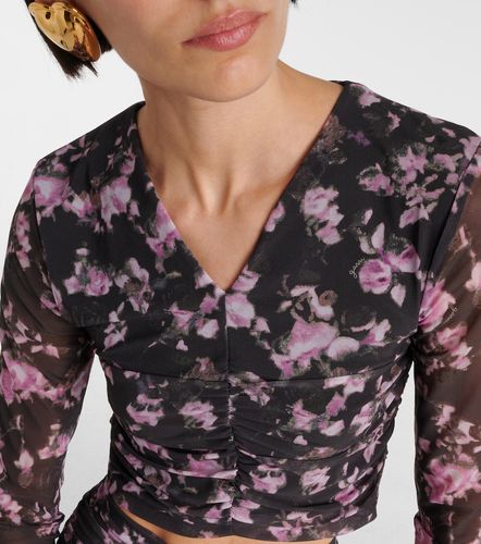 Crop top froncé à imprimé floral - Ganni - Modalova