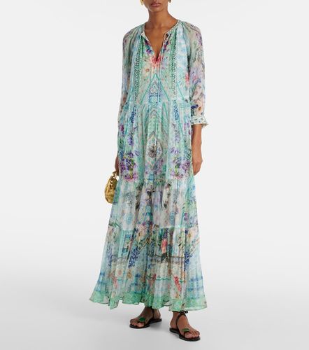 Robe longue imprimée en soie à cristaux - Camilla - Modalova