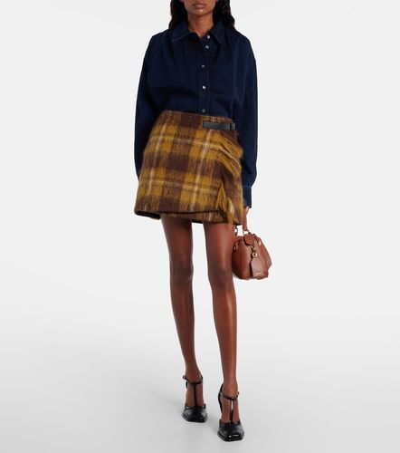 Mini-jupe portefeuille en mohair et laine à carreaux - Loewe - Modalova