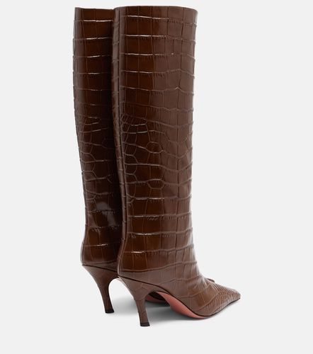 Bottes Mona en cuir façon croco - Amina Muaddi - Modalova