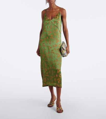 Robe midi en jacquard de satin à fleurs - Dries Van Noten - Modalova