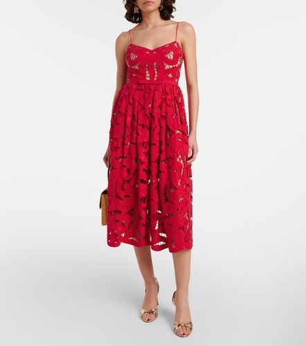 Robe midi Bow en dentelle de lin et coton - Self-Portrait - Modalova