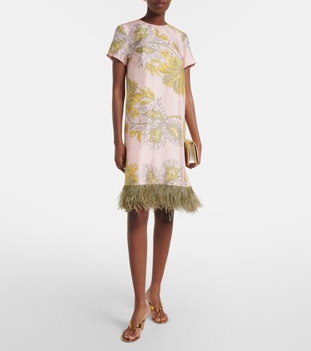 Robe Swing en soie à fleurs et plumes - La DoubleJ - Modalova