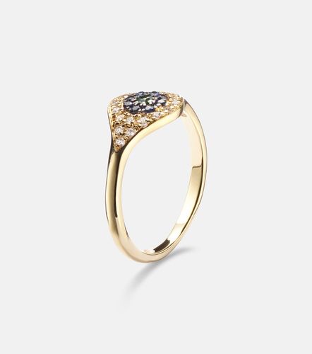 Bague Cats Eye en or 18 ct, diamants, saphirs et tsavorite - Ileana Makri - Modalova