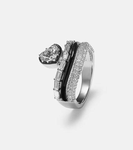 Bague Art Deco Heart en or blanc 18 ct et diamants - Kamyen - Modalova