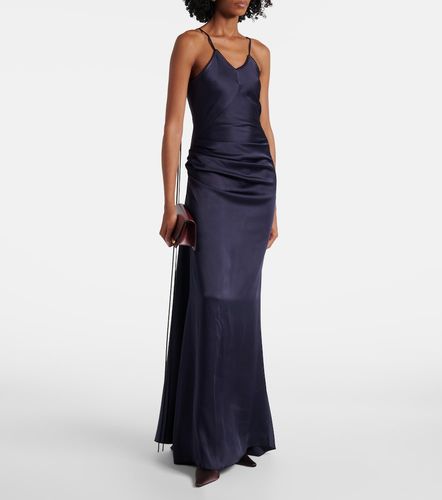 Robe longue en satin et dentelle - Victoria Beckham - Modalova